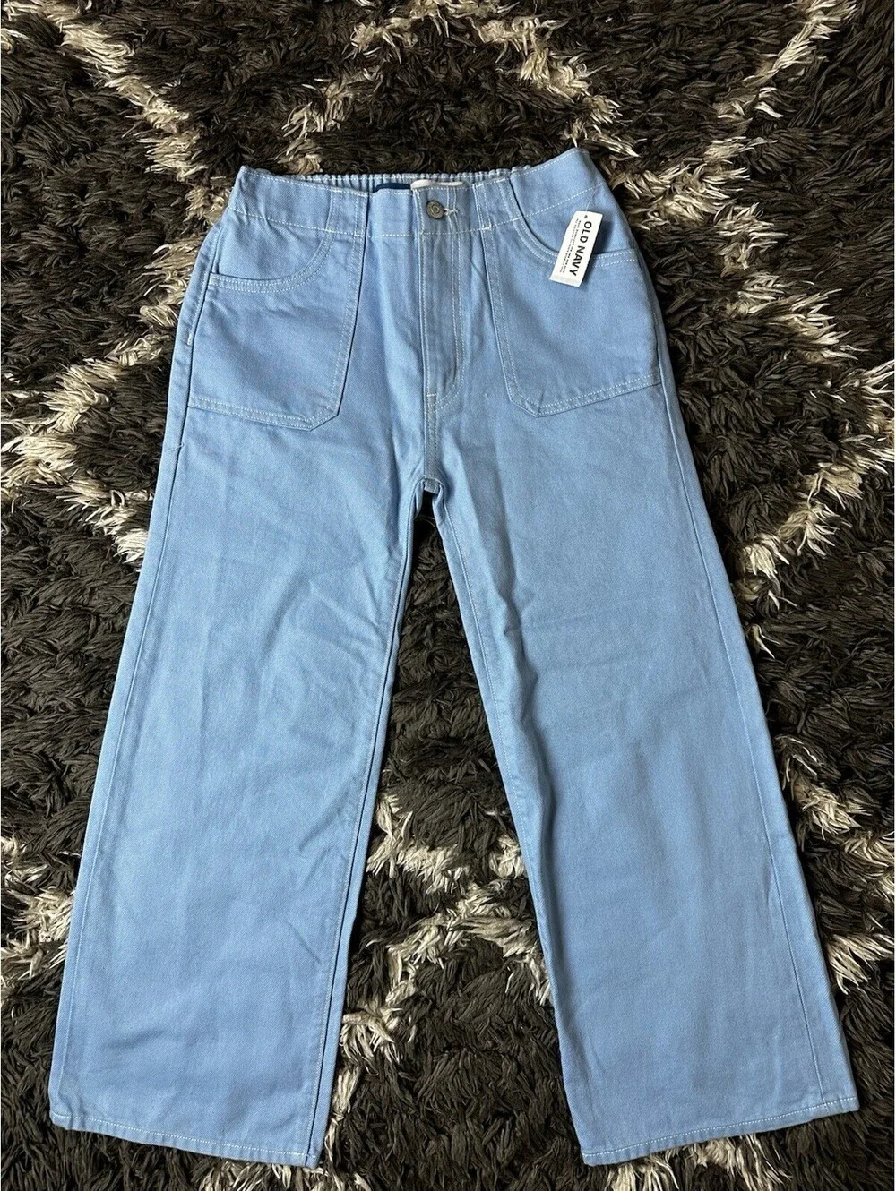 NWT Old Navy High Rise Baggy Wide Leg Pants Light Blue Girls Size Large 10 Plus